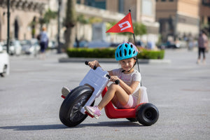 Droyd - Romper Electric Tricycle for Kids 3+ w/ 3 mi Range & 6 mph Speed – Adjustable Seat, Parental Control & LEDs - Red