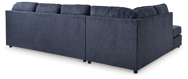 Albar Place - 2 Pc. - 2-Piece Sectional With Raf Sofa Chaise, Ottoman - Cobalt