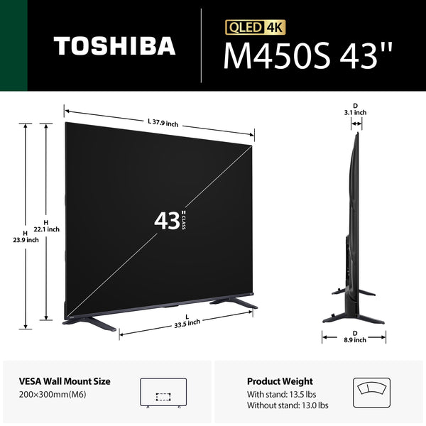 Toshiba - 43" Class M450 QLED Series 4K UHD Smart Fire TV