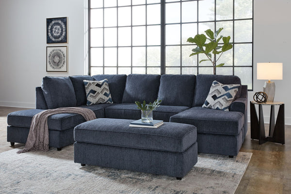 Albar Place - 2 Pc. - 2-Piece Sectional With Raf Sofa Chaise, Ottoman - Cobalt