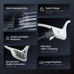 Shokz - OpenRun Pro 2 Wireless Bone Conduction Open-Ear Bluetooth Sports Headphones - Silver