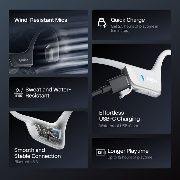 Shokz - OpenRun Pro 2 Wireless Bone Conduction Open-Ear Bluetooth Sports Headphones - Silver