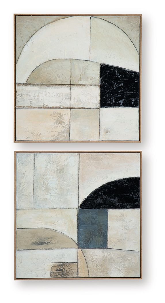 Bexlen - Juego de arte de pared (2 piezas) - Marrón claro / Gris topo / Negro