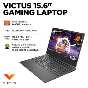 HP - Victus 15.6" 144Hz Full HD Gaming Laptop - AMD Ryzen 7 7445HS 2023 - 16GB Memory - NVIDIA GeForce RTX 4050 - 512GB SSD - Mica Silver