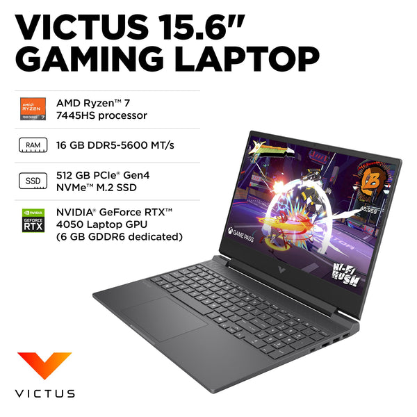 HP - Victus 15.6" 144Hz Full HD Gaming Laptop - AMD Ryzen 7 7445HS 2023 - 16GB Memory - NVIDIA GeForce RTX 4050 - 512GB SSD - Mica Silver