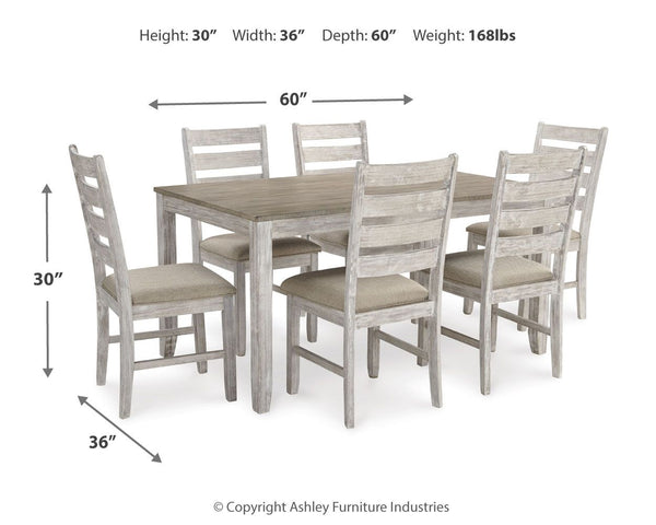 Skempton - Juego de mesa de comedor (7 piezas) - Blanco