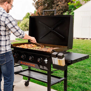 Blackstone - Original 36-in. Outdoor Omnivore Griddle with Hood and Folding Shelves - Black