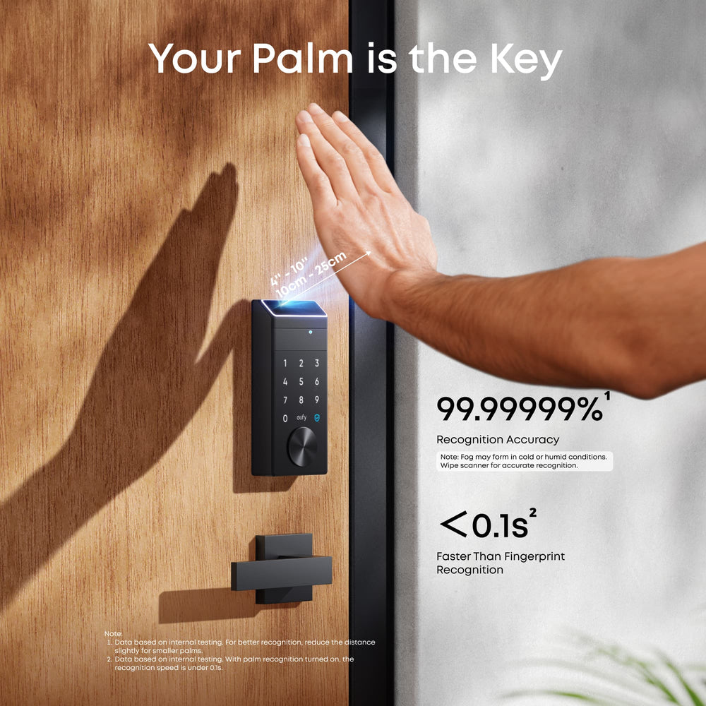 eufy - FamiLock E35 Thumb-Turn Smart Lock Deadbolt with Palm Scan for keyless entry (Compatible with Smart Devices) - Black