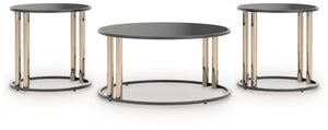Hannerly - Occasional Table Set (Set of 3) - Black / Gold Finish