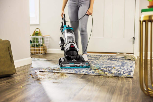 BISSELL - CleanView Rewind Upright Vacuum Cleaner - Black with Electric Blue accents