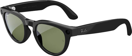 Ray-Ban Meta - Gafas Headliner Low Bridge (2.ª generación) con compatibilidad con Meta AI, audio, foto, vídeo - Lentes verdes - Negro brillante