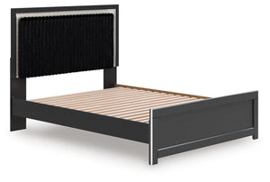 Zuraleus - Upholstered Panel Platform Bed With Roll Slats #black #queen