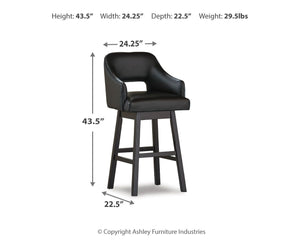 Tallenger - Upholstered Swivel Barstool (Set of 2) #black #24''wx22''dx44''h