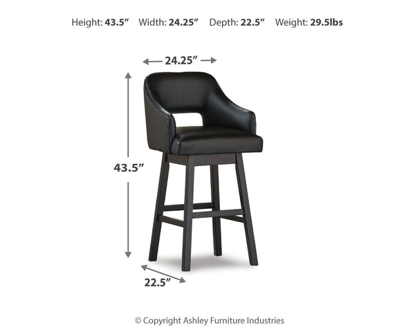 Tallenger - Upholstered Swivel Barstool (Set of 2) #black #24''wx22''dx44''h
