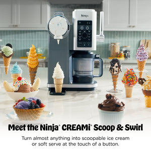 Ninja - CREAMi Scoop & Swirl Ice Cream & Soft Serve Maker, 13 One-Touch Programs, Fruit whip, Frozen custard, Gelato - Silver
