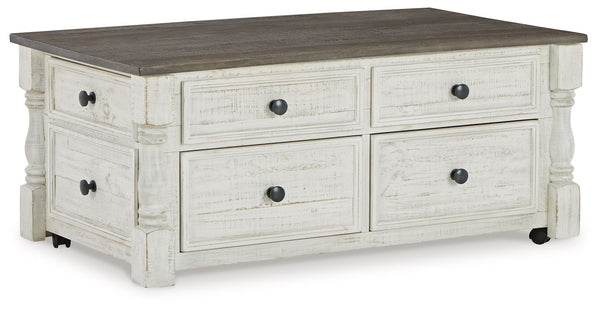 Havalance - Mesa de centro elevable con cajones de almacenamiento - Blanca/Gris
