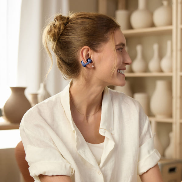 Shokz - OpenDots 2 Open-Ear Clip-On True Wireless Bluetooth Earbuds - Navy Blue
