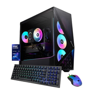 iBUYPOWER - Slate Gaming Desktop PC Intel Core Ultra 5 225F 2025 INTEL Arc B570 10GB 16GB DDR5 RGB 1TB NVMe SSD Storage - Black