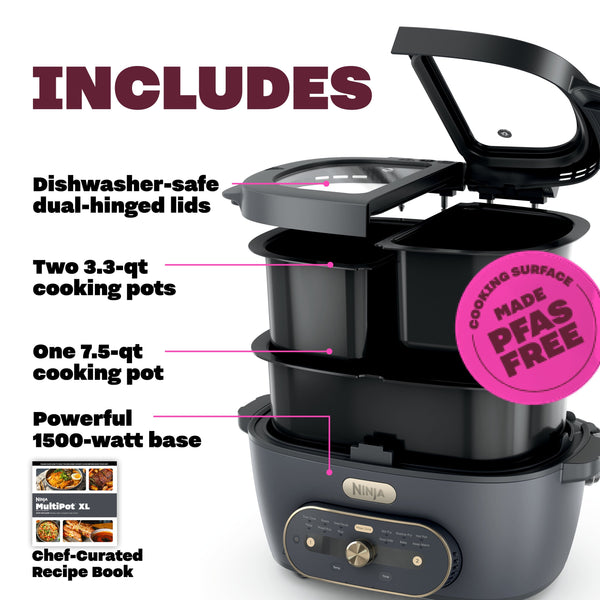 Ninja - MultiPot XL 12-in-1 DualZone Multicooker - Cyberspace