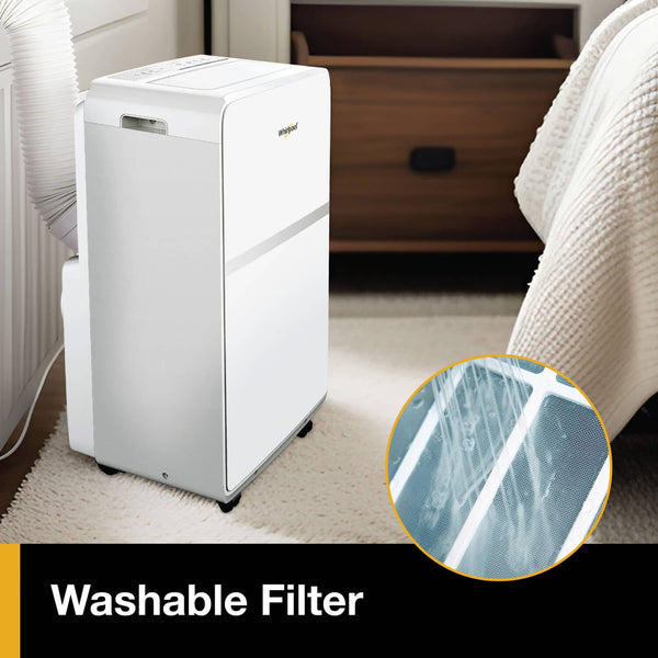 Whirlpool - 200 Sq. Ft. 8,000 BTU Portable Air Conditioner - White