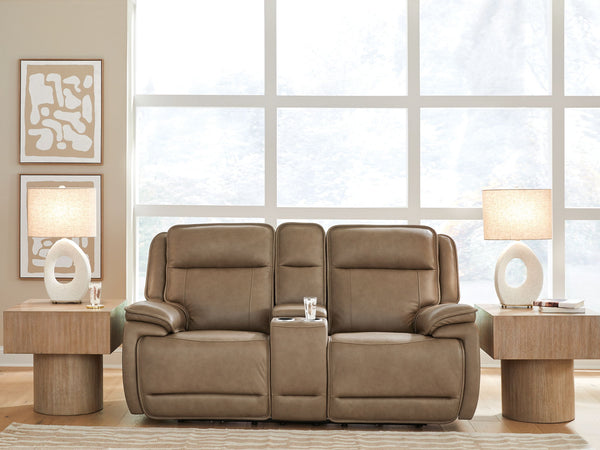 Glencroft - Sofá biplaza reclinable eléctrico con consola/reposacabezas ajustable - Sahara