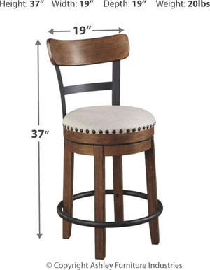 Valebeck - Counter Height Table Set #6pc.table,4upholsteredbarstools,server
