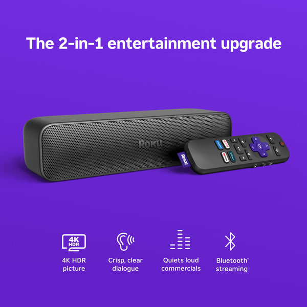 Roku - Streambar SE | 2-in-1 TV Soundbar and 4K HDR Streaming Device, Premium Speakers, & Enhanced Speech Clarity - Black