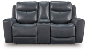 Bexhurst - Power Reclining Loveseat With Console / Adjustable Headrest #blue
