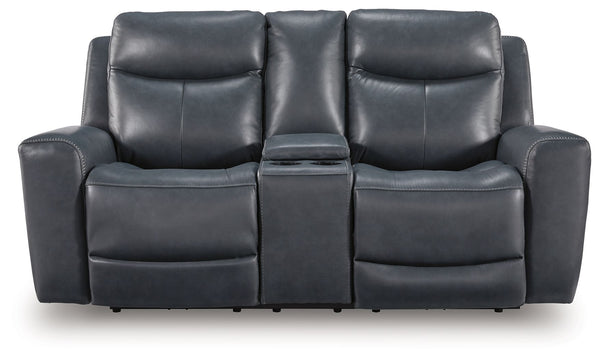 Bexhurst - Power Reclining Loveseat With Console / Adjustable Headrest #blue