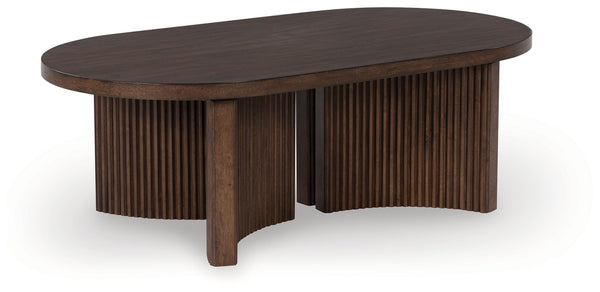 Korestone - Mesa de centro ovalada - Marrón oscuro
