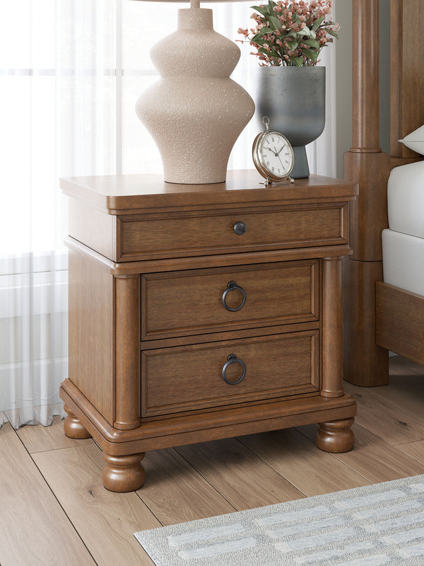 Rowlenstown - Three Drawer Night Stand #lightbrown