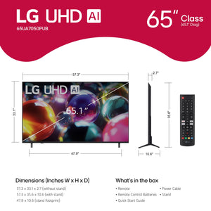 LG - 65” Class UA7050 Series LED AI 4K UHD Smart webOS TV (2025)