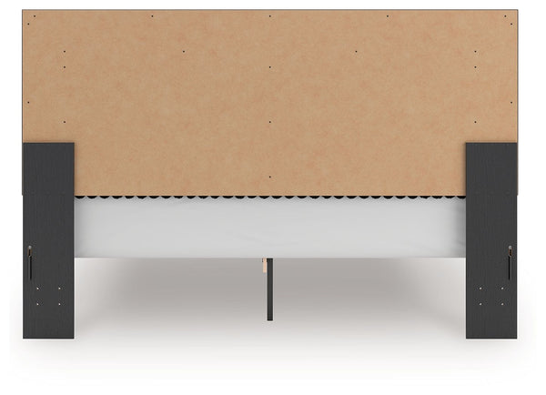 Zuraleus - Upholstered Panel Platform Bed With Roll Slats #black #king