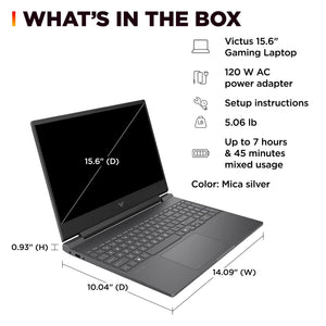 HP - Victus 15.6" 144Hz Full HD Gaming Laptop - AMD Ryzen 7 7445HS 2023 - 16GB Memory - NVIDIA GeForce RTX 4050 - 512GB SSD - Mica Silver