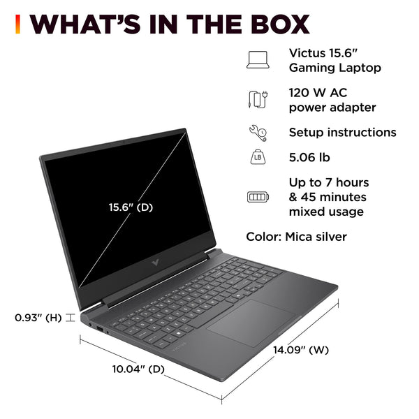 HP - Victus 15.6" 144Hz Full HD Gaming Laptop - AMD Ryzen 7 7445HS 2023 - 16GB Memory - NVIDIA GeForce RTX 4050 - 512GB SSD - Mica Silver