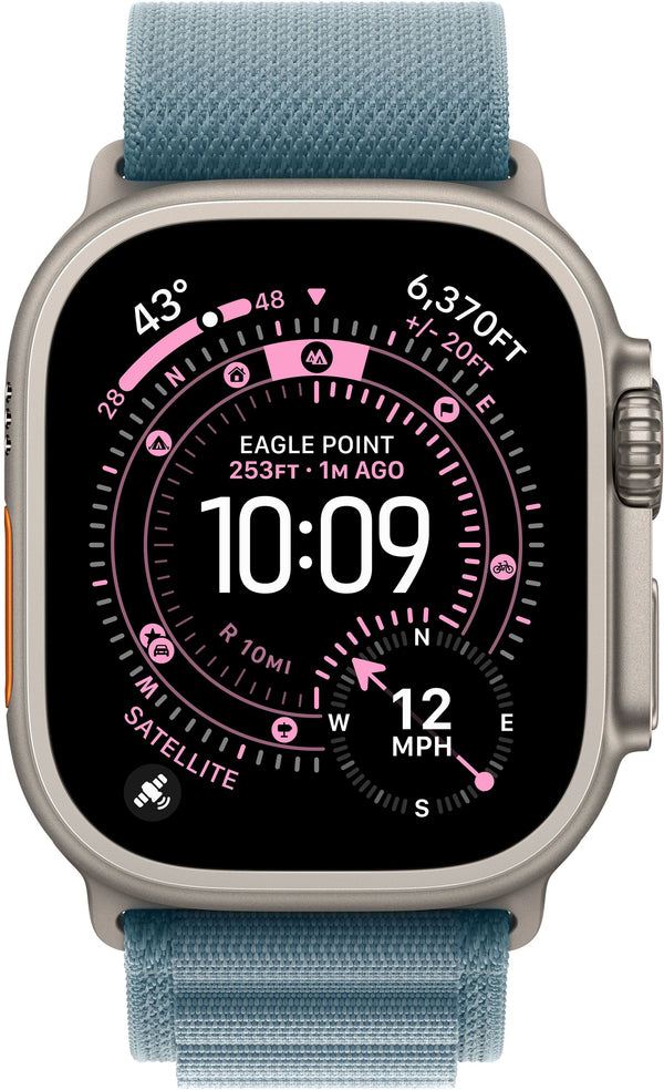 Apple Watch Ultra 3 (GPS+Cellular) 49mm Titanium Case with Light Blue Alpine Loop - Medium - Natural - (2025)
