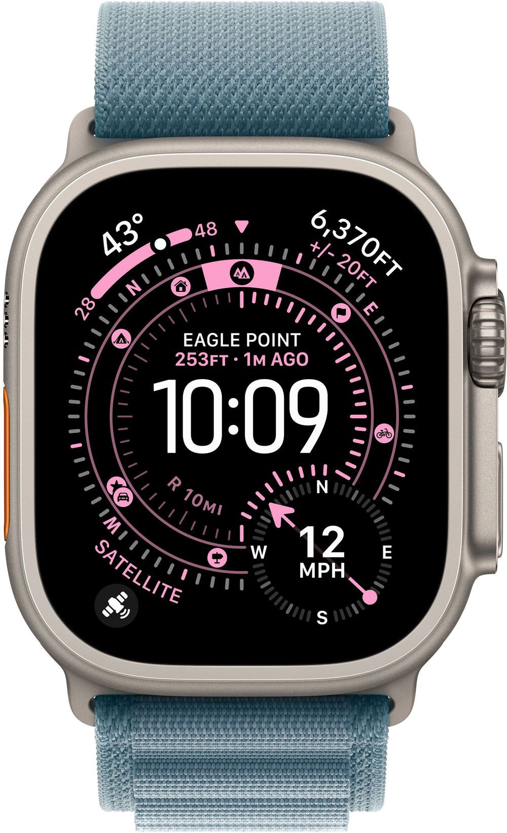 Apple Watch Ultra 3 (GPS+Cellular) 49mm Titanium Case with Light Blue Alpine Loop - Large - Natural - (2025)