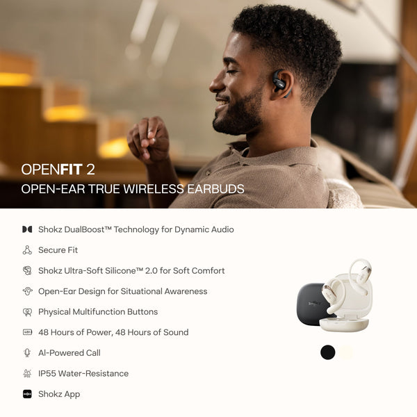Shokz - OpenFit 2 Open-Ear True Wireless Earbuds - Beige