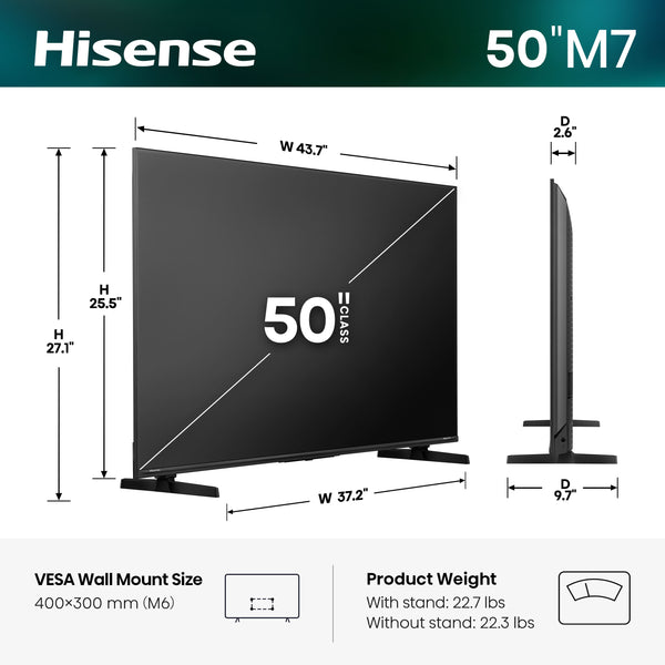 Hisense - 50" Class M7 MiniLED Series Hi-QLED 4K UHD Smart Roku TV (2026)