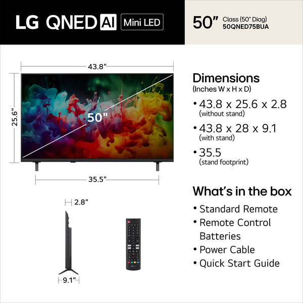 LG - 50" Class 75B Series QNED AI Mini LED 4K Smart webOS TV (2026)