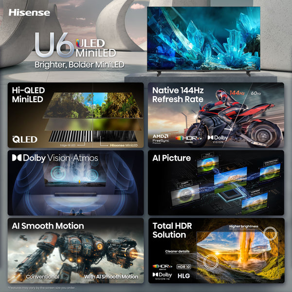 Hisense - 50" Class U6 Series MiniLED QLED UHD 4K HDR Smart Fire TV (2026)