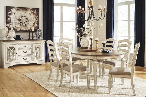 Realyn - Oval Dining Table Set #7pc.table,6ladderbacksidechairs