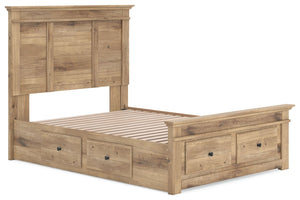 Makidern - Panel Storage Bed #lightbrown #full #underbedstorageunitandstoragefootboard