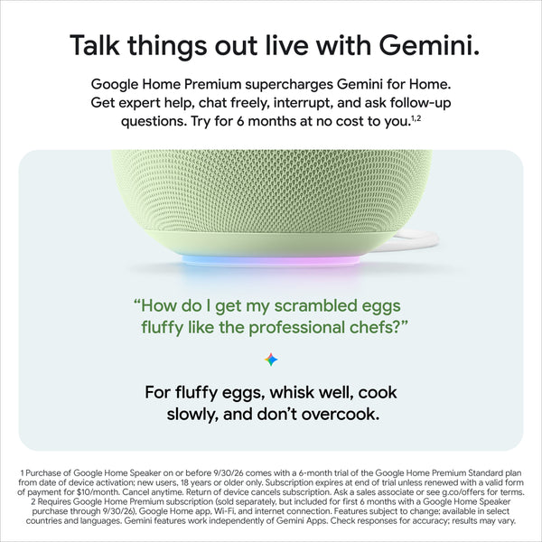 Google - Home Speaker - Smart Speaker with Gemini For Home Voice Assistant and 360-Degree Sound - Porcelain