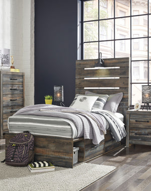 Drystan - Panel Bed #twin #2sidedrawers|4sidedrawers