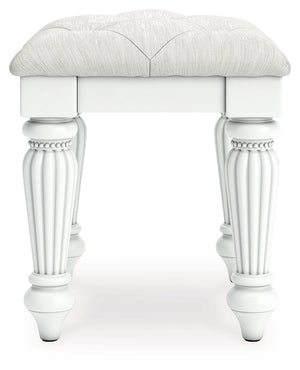 Kozlani - Taburete tapizado Vanity - Blanco