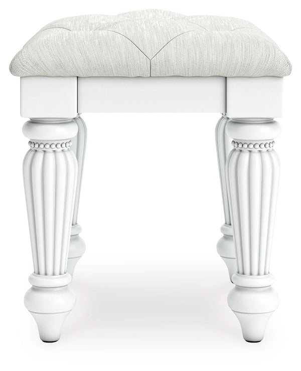 Kozlani - Taburete tapizado Vanity - Blanco