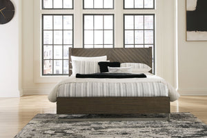 Arkenton - 3 Pc. - Dresser, Mirror, King Panel Bed - Grayish Brown