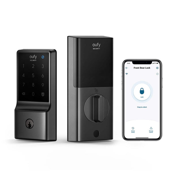 Smart Lock C210 WiFi Replacement Deadbolt Unlock with eufy App, Keypad, Smart Devices - Black