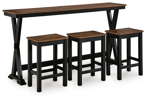 Wildenauer - Juego de mesa de comedor rectangular (Juego de 4) - Marrón / Negro